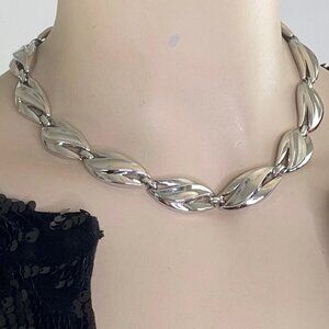 TRIFARI Patent Pending Silver Tone Wavy Brushed & Polished Link Necklace 16"